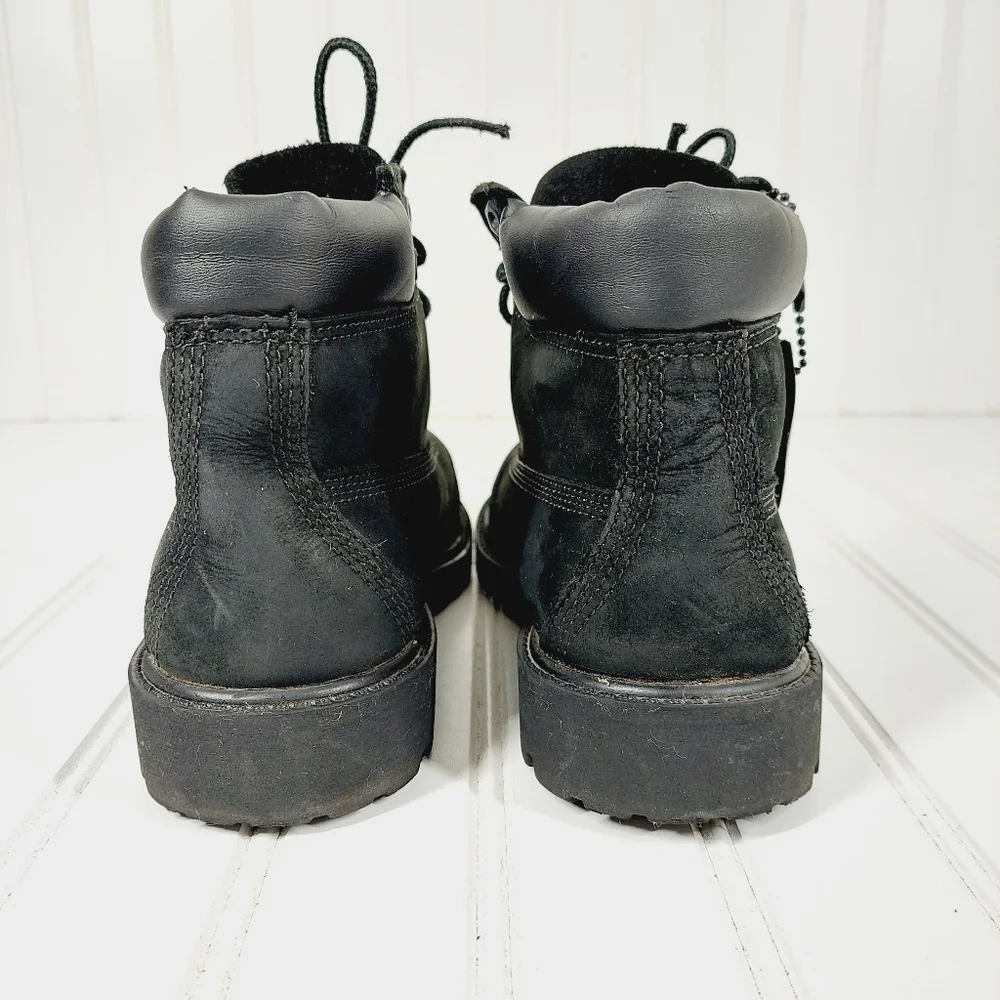 Timberland Leather 6-Inch Premium Waterproof Black Little Kids Boots 12707 B382